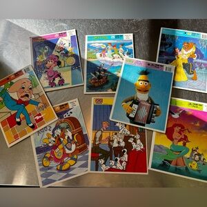 Vintage 80s 90s Golden frame tray puzzles. 8 in lot. Retro and vibrant.